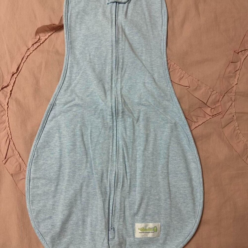 Woombie baby blue original swaddle.